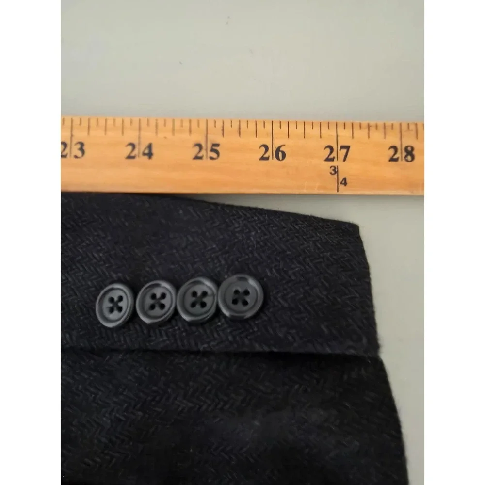 Joseph & Feiss Blazer Jacket Mens 46 L Gray Lambswool Sports Coat Herringbone